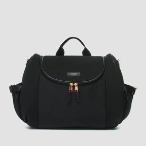 STORKSAK Poppy Luxe Scuba Diaper Bag Black NEW WITH TAGS